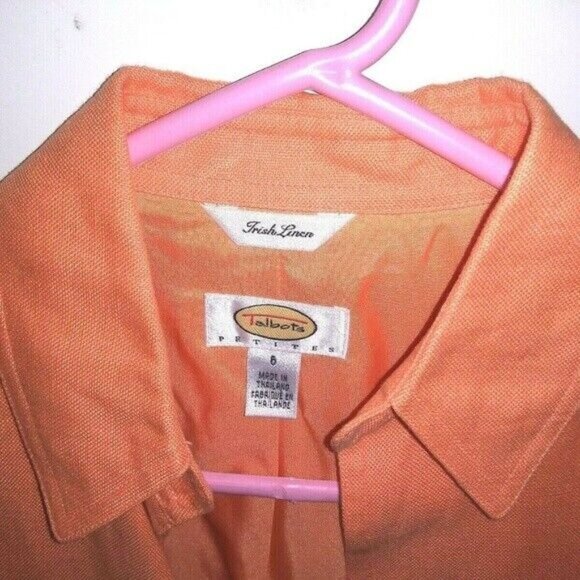 Talbots Womens Jacket Irish Linen FRONT OPEN Peach color 100% Linen SHACKET - Picture 3 of 6